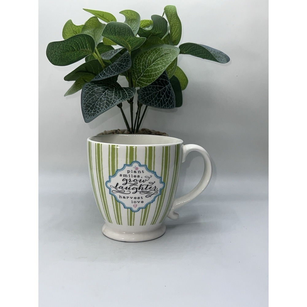 Cracker Barrel Stoneware Mug "Plant Smiles,‎ Grow Laughter, Harvest Love"